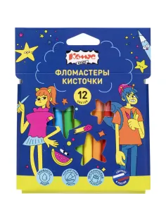 Фломастеры Комус Класс Максики кисточки, 12 цв. наб., карт. Упак