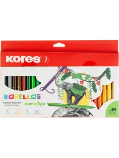 Фломастеры KORELLOS Kores 24цв.,европодвес, в комплекте со стикерами,29044