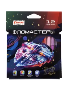 Фломастеры Комус Класс Star way 12цв. в наб., вентилир,смыв, карт. упак