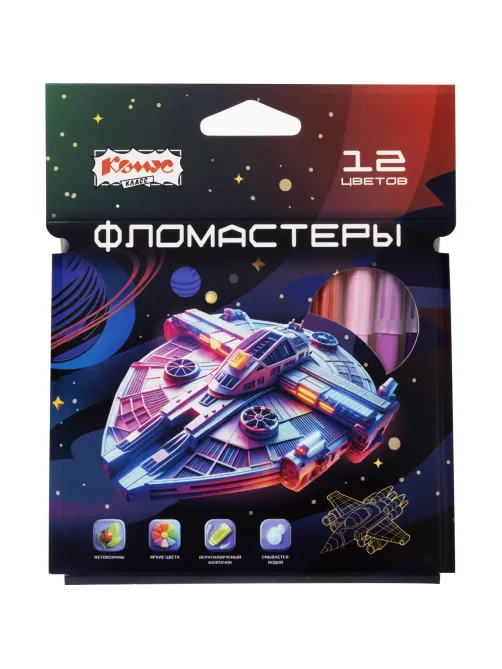 Фломастеры Комус Класс Star way 12цв. в наб., вентилир,смыв, карт. упак