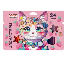 Фломастеры Комус Класс Kitty stickers 24 цв. в наб.,вентилир.,картон.упак