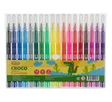 Фломастеры №1School Croco 18цв.,прозр.колп.,смыв, блист. упак. c кнопкой