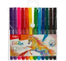 Фломастеры набор Deli  ColoRun вентилир. 12цв.пакет с европодвес., EC10003