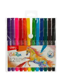 Фломастеры набор Deli  ColoRun вентилир. 12цв.пакет с европодвес., EC10003
