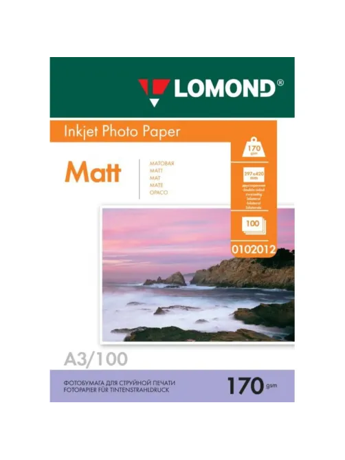 Фотобумага LOMOND двусторонняя матовая 170г A3 100л 0102012