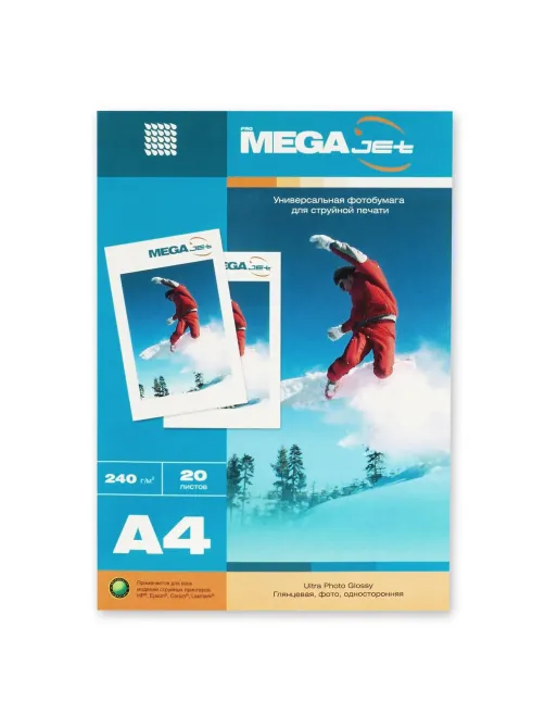 Фотобумага для цв.струй.печ. ProMEGA jet (А4, 240г, глянцевая) пачка 20л