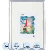 Рамка А4 пластиковая PS 516 серебро матовое