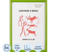 Рамка пластиковая 21x30 (A4) Салатовый, с пластико