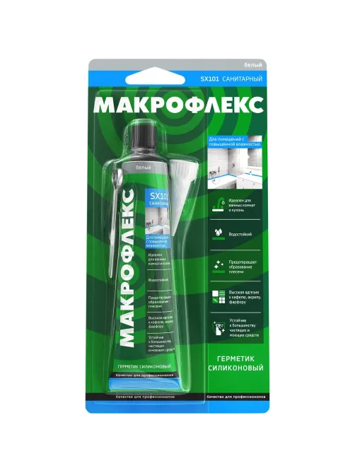 Герметик санитарный силиконовый Макрофлекс SX101, белый (70 мл)