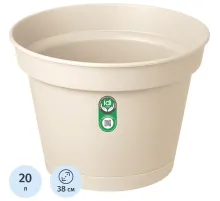 Горшок д/ цветов Mint D380мм, 20л с поддоном светло-бежевый 221612325/01