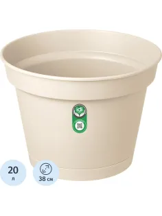Горшок д/ цветов Mint D380мм, 20л с поддоном светло-бежевый 221612325/01