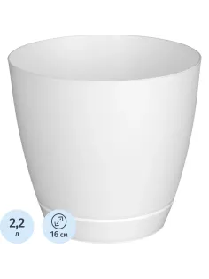 Горшок для цветов Flora 2,2л с поддоном (белый), 231600729/00