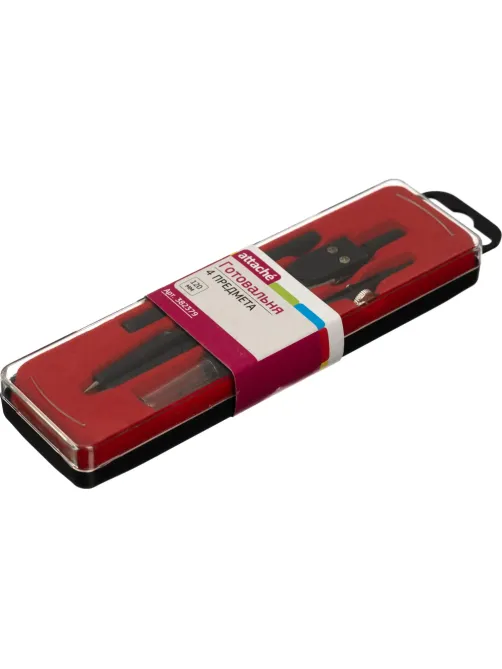 Готовальня Attache 120 мм, 4 предмета  S14004, пласт.пенал