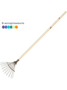Грабли веерные проволочные порошковая окр. 18зуб с черенком_111241Ч