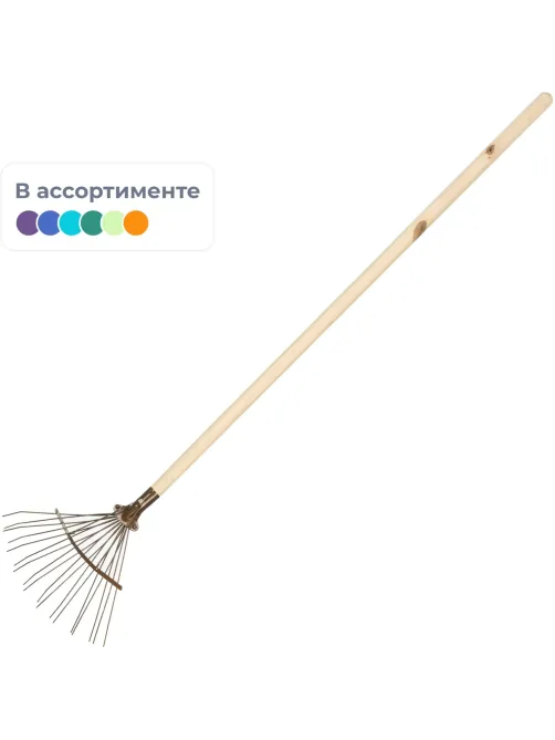 Грабли веерные проволочные порошковая окр. 18зуб с черенком_111241Ч