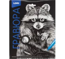 Гравюра Классика большая с эффектом серебра Lori Пушистый енот, Гр-557