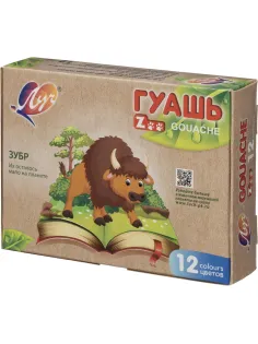 Гуашь 12цв.,Луч Zoo,банка 15 мл