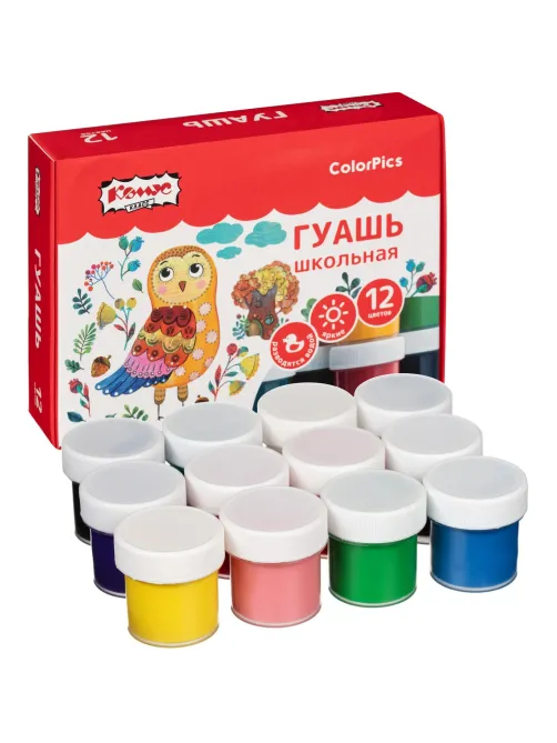Гуашь Комус Класс ColorPics 12 цветов по 10 мл
