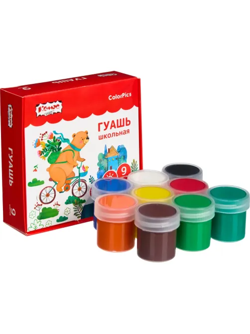 Гуашь Комус Класс ColorPics набор 9 цв, 20 мл