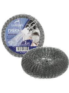 Губка-мочалка спираль металлическая Luscan 110х110х40мм 40г