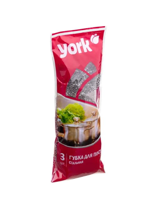 Губка-мочалка YORK из нерж.стали 3шт/уп