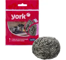 Губка-мочалка для мытья посуды YORK Макси спиральная стальная