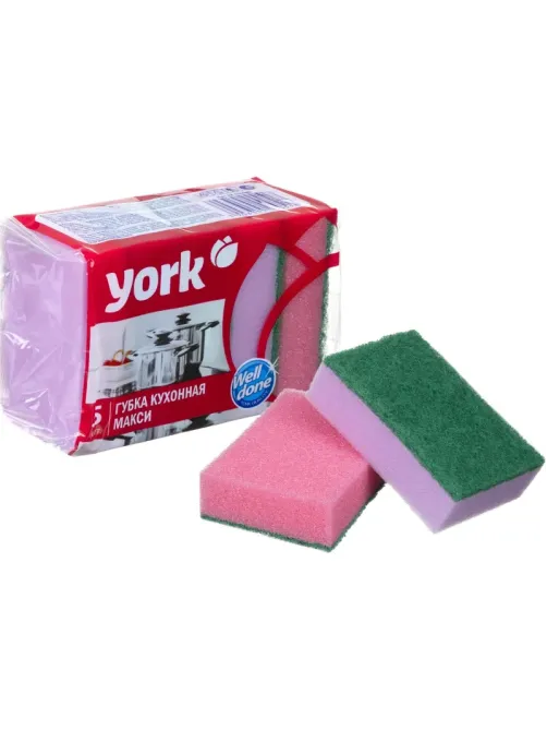 Губки для мытья посуды YORK Макси 5шт/уп 030040