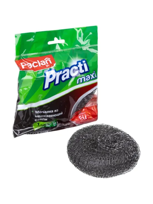 Губка-мочалка металлическая большая D=9,5см.,вес=34,8гр. PACLAN