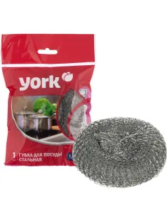 Губка-мочалка YORK из нерж.стали Мега 1шт/уп