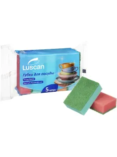 Губки для мытья посуды Luscan Макси 95х65х30мм 5 шт/уп
