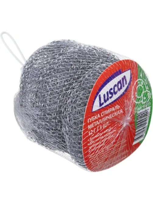 Губка-мочалка спираль Luscan металлические 12г 3 шт/ уп