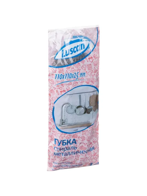 Губка-мочалка спираль Luscan металлические 110х110х25 мм 20г 3 шт/уп