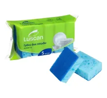 Губки для мытья посуды крупнопористые Luscan 100х70х35 мм 5шт/уп