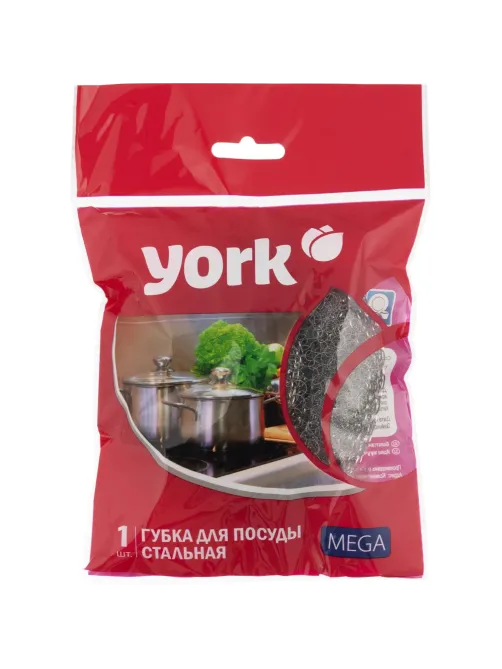 Губка-мочалка YORK из нерж.стали Мега 1шт/уп