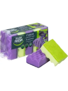 Губки для мытья посуды Master FRESH XL STRONG effect 95х65х35мм 5шт/уп