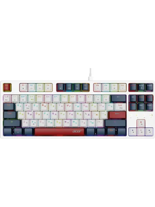 Клавиатура Acer OKW305 механич. USB Multimedia/gamer/LED (ZL.KBDCC.01W)бел