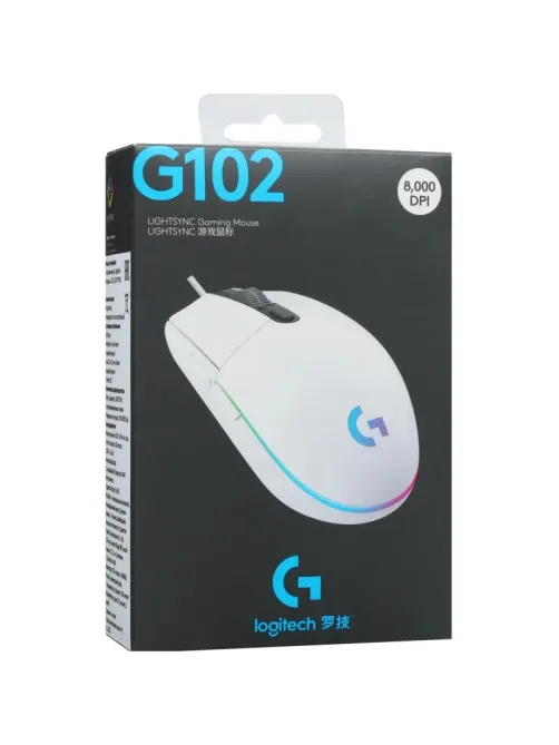 Мышь компьютерная Logitech G102 LightSync White Gaming (910-005809)
