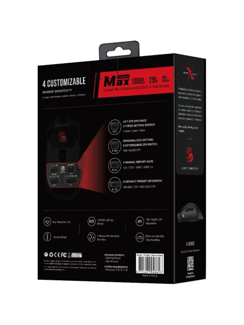 Мышь компьютерная A4Tech Bloody (X5 Max) черный/оптическая/10000dpi/9кн