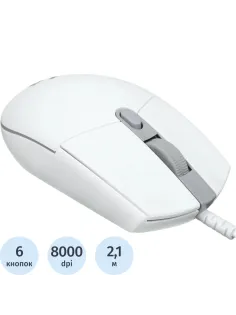 Мышь компьютерная Logitech G102 LightSync White Gaming (910-005809)