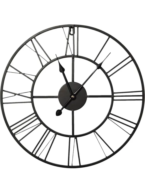 Часы настенные металл Black Metal Clock 40x40 арт.79806