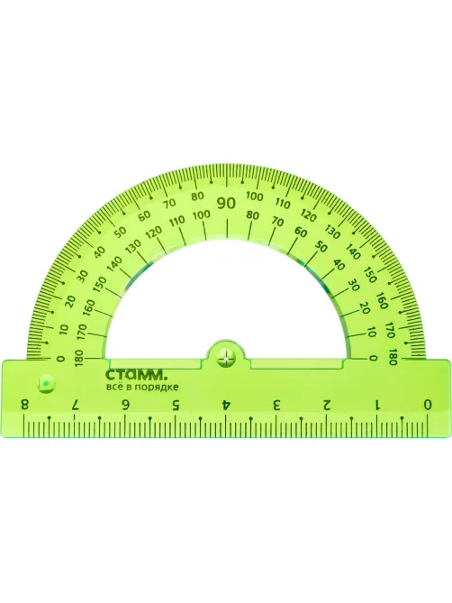 Транспортир 8см,   180градусов NEON Cristal  цвет ассорти ТР-01