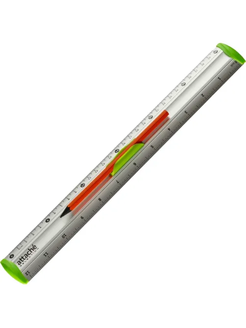 Линейка 30см Attache Selection aluminium с держателем зеленый