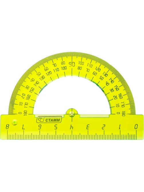 Транспортир 8см,   180градусов NEON Cristal  цвет ассорти ТР-01