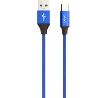 Кабель USB PERO DC-02 Type-C, 3А, 1м, синий