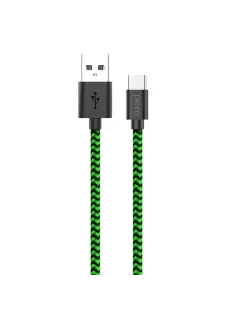 Кабель USB PERO DC-04 Type-C, 3А, 1м, Green-black (Fast Charge)