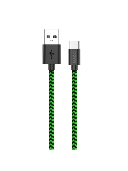 Кабель USB PERO DC-04 Type-C, 3А, 1м, Green-black (Fast Charge)