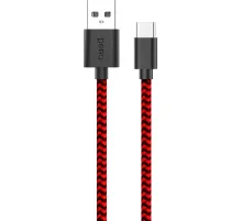 Кабель PERO DC-04 Type-C, 3А, 2м, Red-black (Fast Charge)