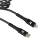 Кабель МОЩНОСТЬ, 1м, Type-C to Lightning,  нейл, черный BT-JCBL-009/U210PD