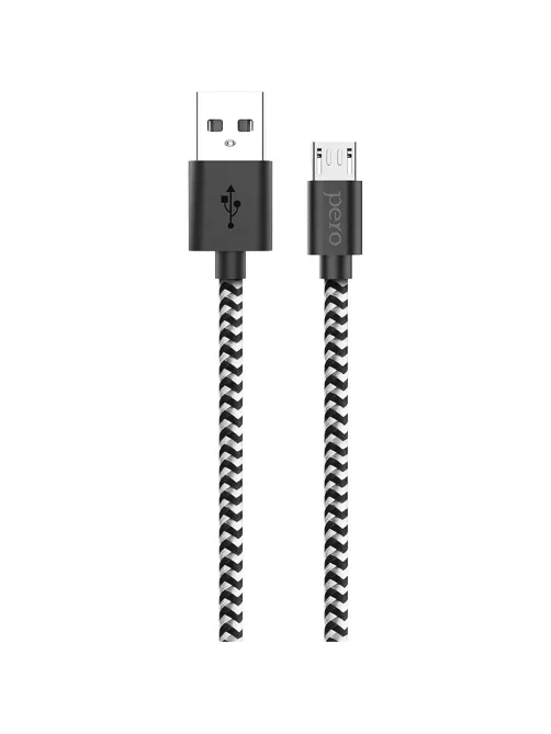 Кабель USB PERO DC-04 micro-USB, 2,5А, 2м, Silver-black