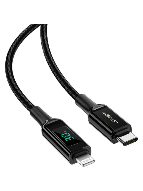 Кабель ACEFAST C6-01 USB-C, Lightning charging с цифровым дисплеем, черный